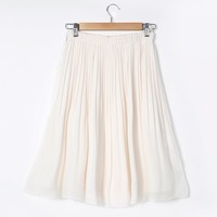 日本进口银泰专柜新款雪纺A字百褶短裙大码女装白