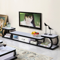 现代简约钢化玻璃电视柜茶几组合套装不锈钢电视柜客厅小户型地柜