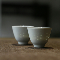 景德镇 茶具 80年代 厂货 牙白 玲珑杯 品茗杯 茶杯 白瓷杯