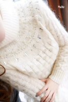2014秋冬欧美时尚明星款kaki秀手工镶钻串珠麻花纹长袖高领毛衣女