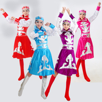 新款蒙族少数民族舞蹈服装蒙古族服饰藏族演出服舞台装女装短裙袍