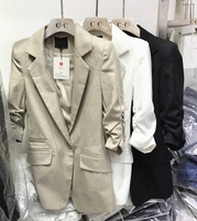 2017年C.C秋季新款韩版短款西装中袖收腰显瘦百搭纯色薄款外套女