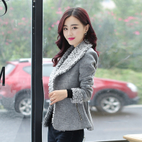 2015冬季新品羊毛呢子外套女短款韩版修身显瘦尼子小西装小香风