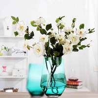 简约透明玻璃彩色花瓶鲜花干花摆件办公室桌面客厅茶几餐桌装饰品