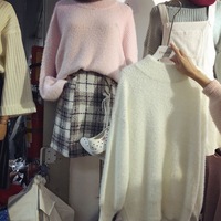 【KEEMDANI】韩国新款 复古净版高领柔软毛绒绒灯笼袖套头毛衣