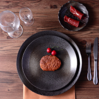 日式创意牛排早餐陶瓷盘子牛排肠粉餐具面包凉皮瓷盘10寸酒店鱼盘