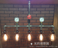 loft工业风水管吊灯爱迪生酒吧咖啡吧台复古个性创意水管铁笼吊灯