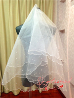 新款新娘头纱结婚纱头纱婚庆头饰韩式1.5M白色米色珍珠婚礼服面纱