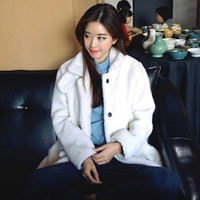 韩国代购2015冬装学生日系羊羔毛外套棉衣长袖宽松显瘦短上衣大码