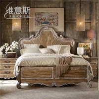 美式乡村新古典卧室定制实木床复古做旧双人床1.8/1.5米床