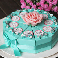 诗诺 创意红粉绿米白多色可选三角形蛋糕喜糖盒子 欧式个性