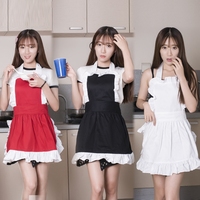 韩版亲子可爱表演围裙 纯棉白色花边服务员厨房围裙 女仆糕点师围