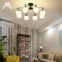 施美特 美式简约五头客厅吸顶灯北欧个性温馨LED圆形卧室灯具