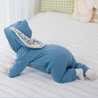 男宝宝套装0-1岁女婴儿衣服长袖卡通兔耳朵哈衣爬服新生儿外出服