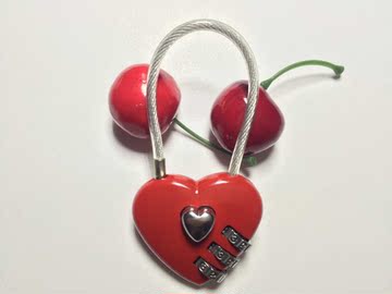 厂家直销密码同心锁  创意可爱箱包锁 钢丝绳密码挂锁 心型密码锁