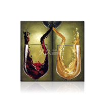 餐厅纯手工油画 家居酒吧手绘装饰画 组合挂画 两联红酒艺术2J165