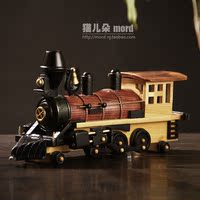 手工实木环保木质创意复古蒸汽火车头模型摆件家居客厅装饰礼品