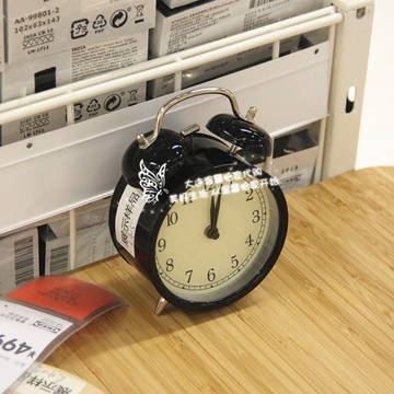 0.3温馨宜家IKEA德卡闹钟时钟黑色装饰钟摆件欧式风格