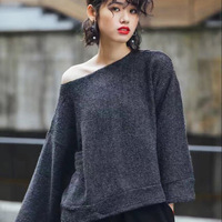 0914冬季新款韩国东大门原创设计师品牌女装针织慵懒可露肩毛衣