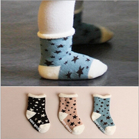 【松口五角星毛圈袜】韩国新款冬季厚毛巾儿童袜婴儿宝宝防滑袜子