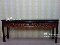 中式老榆木雕花平头条案台实木复古长案明清仿古做旧条几供佛桌台