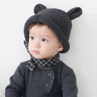 M264韩国代购正品熊耳朵珊瑚绒帽子 婴儿童秋冬保暖帽 宝宝套头帽