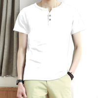 2016夏季青年纯棉男士短袖t恤韩版修身型衬衫T桖纯色圆领简约青春
