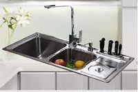 水槽304不锈钢一体成型水槽双槽三槽洗菜盆厨房洗碗池盆包邮