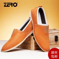 ZERO零度名牌高档休闲皮鞋男鞋真皮软面皮头层牛皮质套脚圆头商务