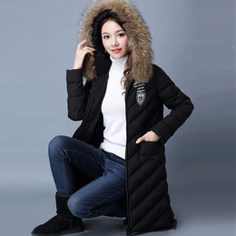 2016冬装新款女装韩版修身羽绒棉服女大毛领加厚棉衣中长款外套潮