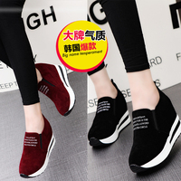 韩版新款内增高厚底休闲鞋子女松糕坡跟一脚蹬乐福懒人学生女单鞋