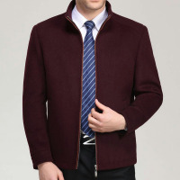 正品中年男士羊绒夹克衫中老年秋冬男装商务立领羊毛外套男爸爸装