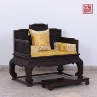 红木家具全鸡翅木实木沙发云龙宝座仿古中式手工雕刻单人沙发椅子