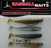 【硬饵时代】BASSALL SHINER SHAD 3-4 寸T尾软鱼路亚软饵