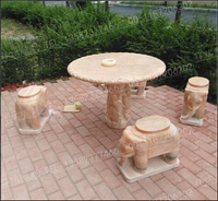 户外花园庭院石桌椅石凳子象墩摆件仿古石雕圆桌天然大理石头桌子