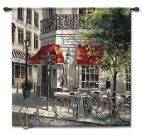 欧美代购 挂毯壁毯 经典欧洲咖啡馆巴黎街头风情 精致墙饰壁挂