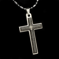 新款个性男士十字架吊坠项链 耶稣基督圣经经文护身符饰物 礼物