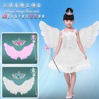 六一儿童节演出万圣节成人白色粉天使翅膀羽毛翅膀道具头箍的装扮
