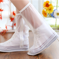雨鞋套 女 防水防滑 防雨鞋时尚高筒透明非一次性防雨鞋套2双包邮