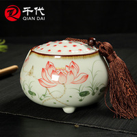 景德陶瓷茶叶罐 手绘茶叶罐 窑变茶叶罐 储茶密封罐 纯手绘陶瓷罐