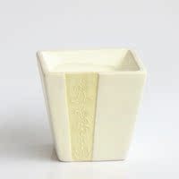【淘器饰家】欧式出口陶瓷花盆现代简约四方米白色前花陶土盆孤品
