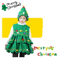 新款儿童圣诞节演出服亲子绿色圣诞树表演舞蹈服幼儿化妆舞会服装