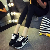 春季韩国气垫鞋韩版厚底内增高女鞋运动休闲学生跑步鞋子黑透气潮