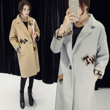 2016妮子大衣女中长款韩版修身茧型毛呢外套加厚呢子大衣女学生潮