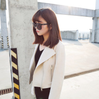 YZ秋季新款麂皮绒修身女士欧美风机车夹克长袖短款上衣学生外套潮