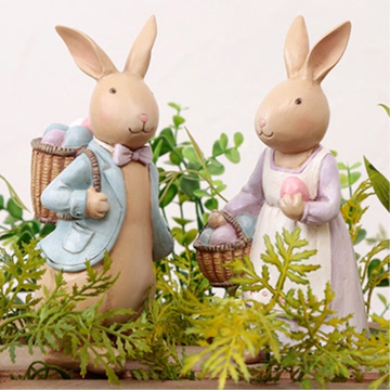 创意北欧可爱灰兔子摆件电视柜动漫大白兔儿童房卡通动物摆设礼物