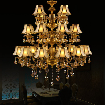 阿灯欧式K9水晶全铜吊灯复式楼双层餐厅会议室客厅别墅大吊灯1657