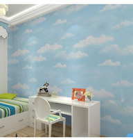 蓝天白云无纺布环保墙纸吊顶简约地中海儿童房墙纸