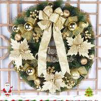 圣诞节装饰品圣诞花环门挂60cm大花环挂件圣诞树花圈挂饰红金玫蓝