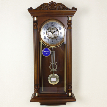 威灵顿钟表实木欧式古典石英摇摆静音钟音乐整点报时挂钟客厅大号